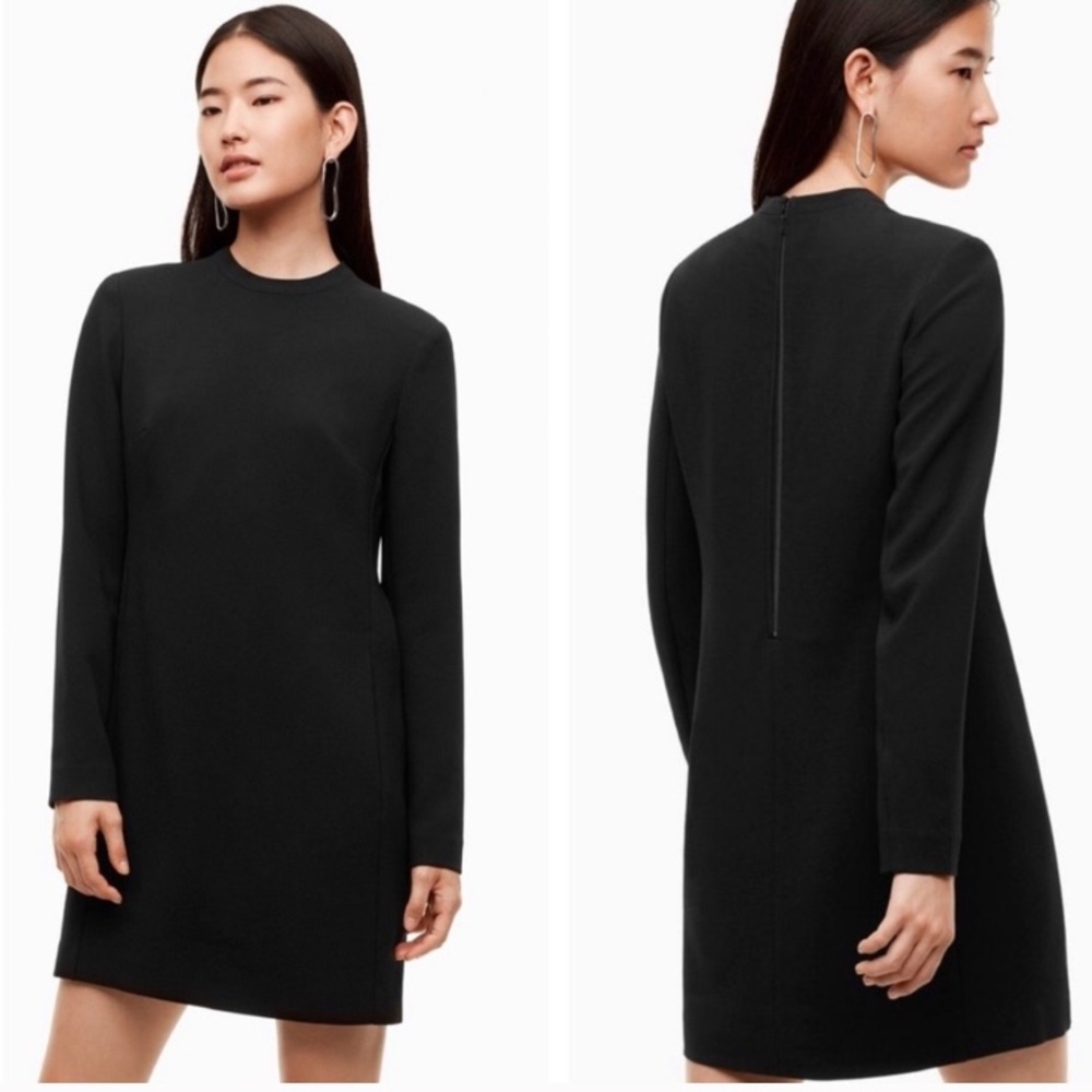 Aritzia Black Long-Sleeve Shift Dress